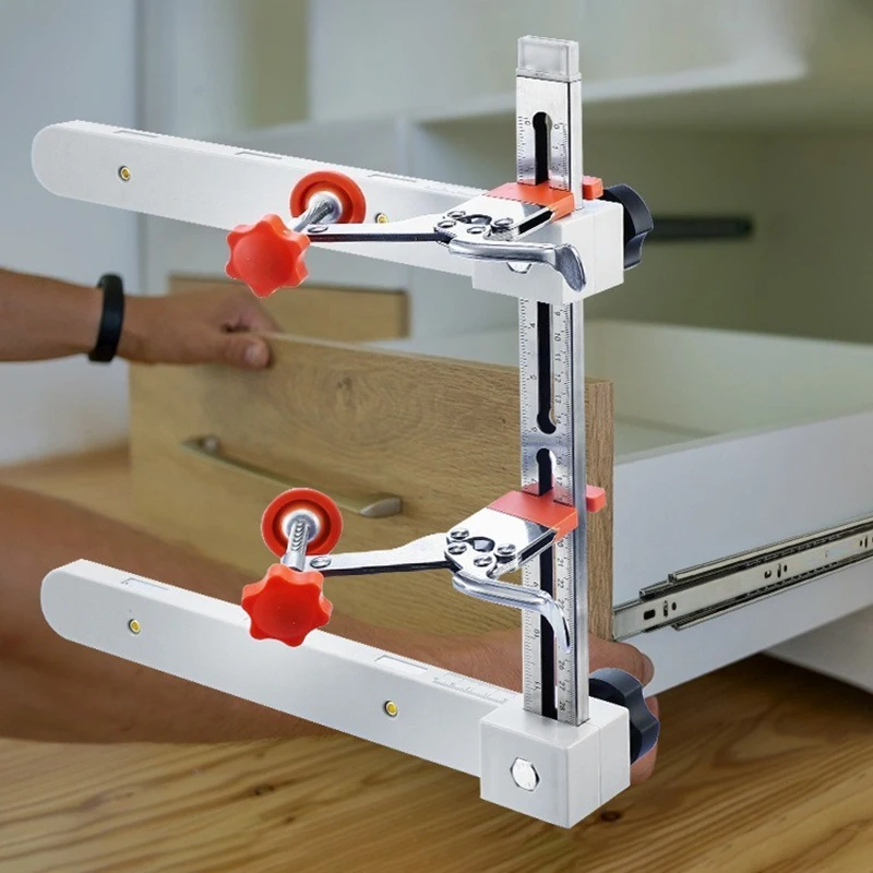 

Magnetic Drawer Slide Clamp Drawer Rail Installation Tool Portable Dual Scale Locator Woodworking Installation Auxiliary Tools