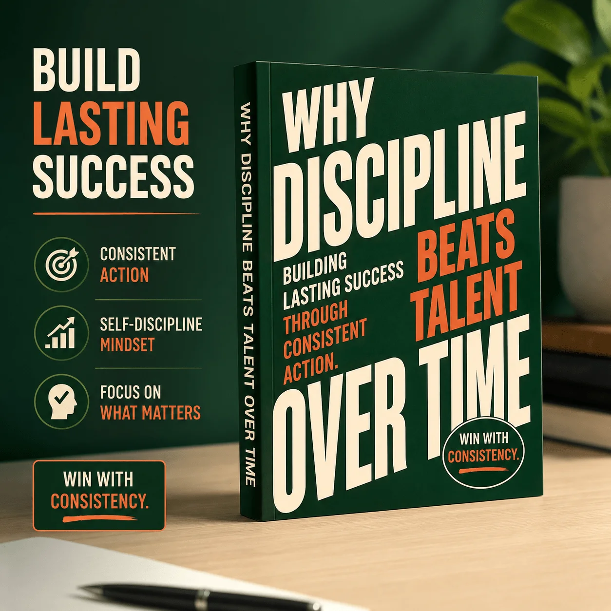 Why Discipline Beats Talent Over Time Book, Self-Discipline and Personal Growth Guide for Building Lasting Success Through