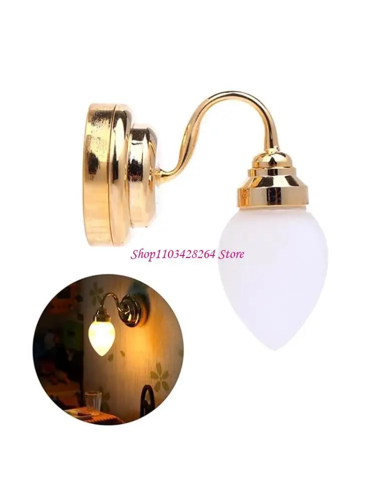 

Classical 1/12 Dollhouses Wall Light with Frosted Glass Shade Wall Sconce Lighting Accessory for Miniature Collector
