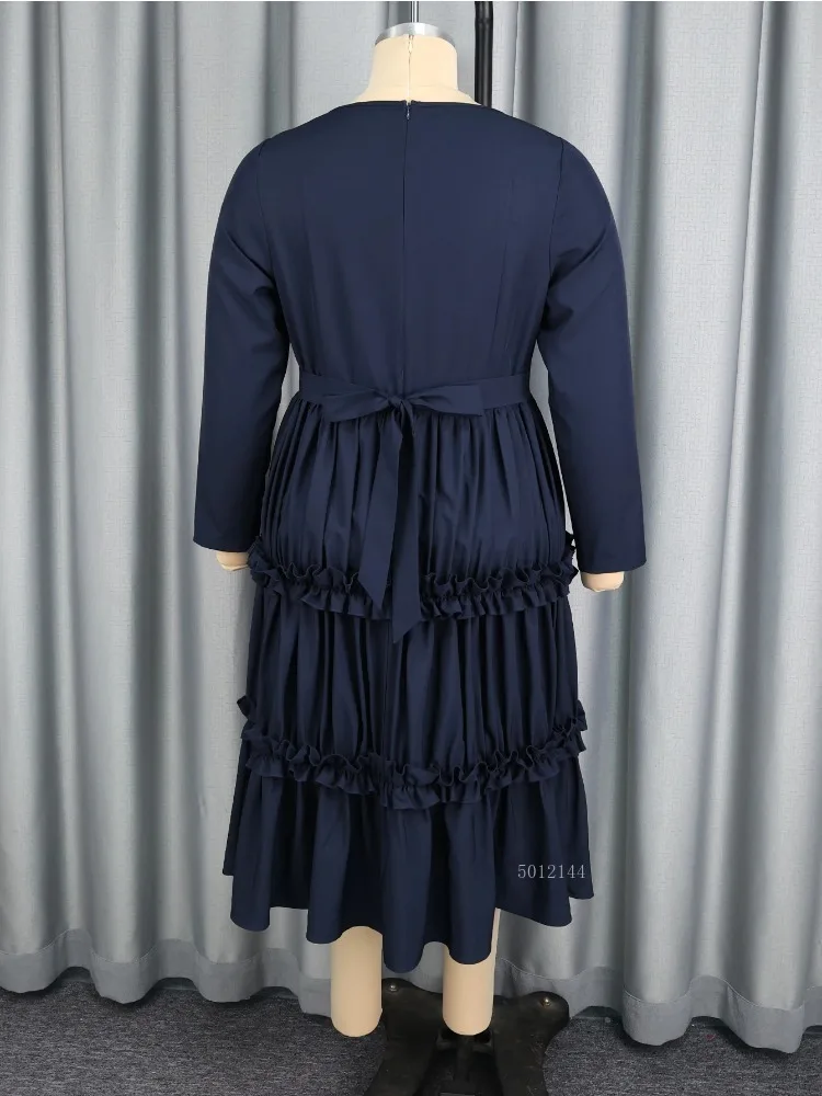 فساتين الكنيسة للمرأة 2026 ملابس مكتب أنيقة ألف خط س الرقبة قصيرة الأكمام الكشكشة مطوي س قطع الموضة الأفريقية الجديدة