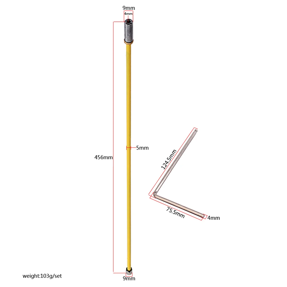 2 Way Adjustment Truss Rod 490mm Double Course Truss Rod for Guitar with Wrench (Yellow) metal Truss Rod