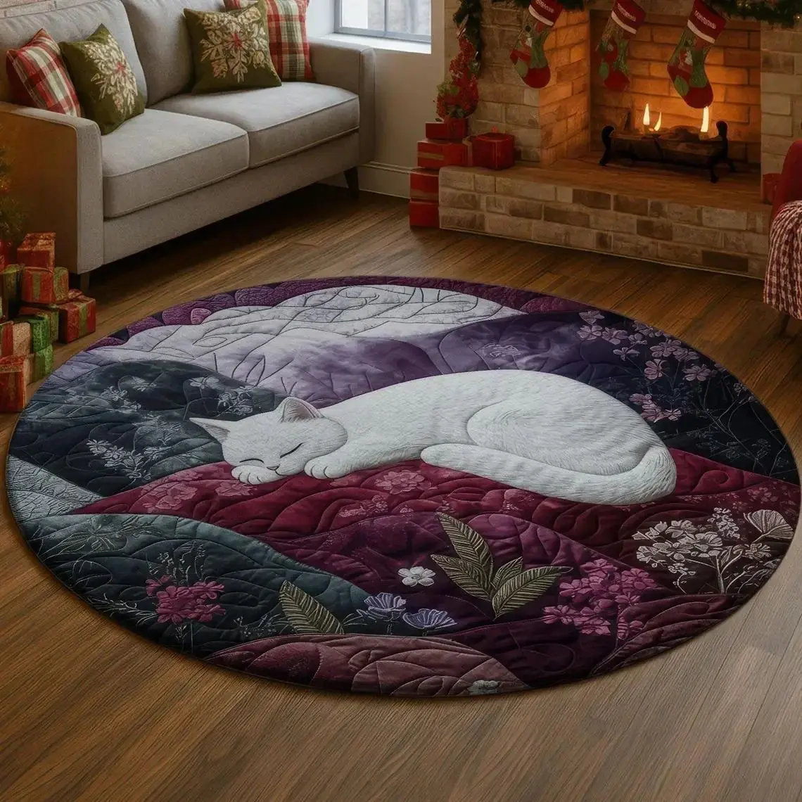 VIKAMA Cute Cat Print Doormat 3D Visual Floor Rug Non Slip Entrance Bedroom Living Room Decor