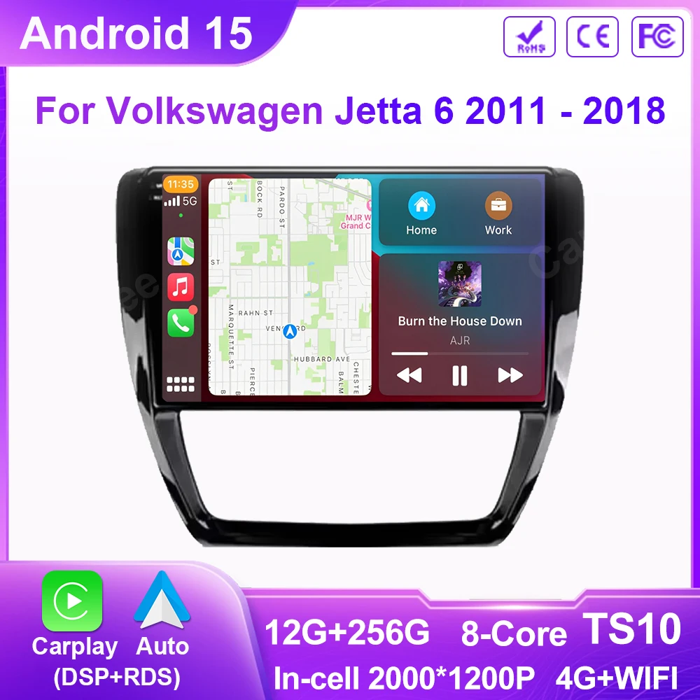 

For Volkswagen Jetta 6 2011 - 2018 Android 15 Carplay Auto 4G+WIFI GPS Car Radio Navigation Multimedia Video Player Stereo QELD