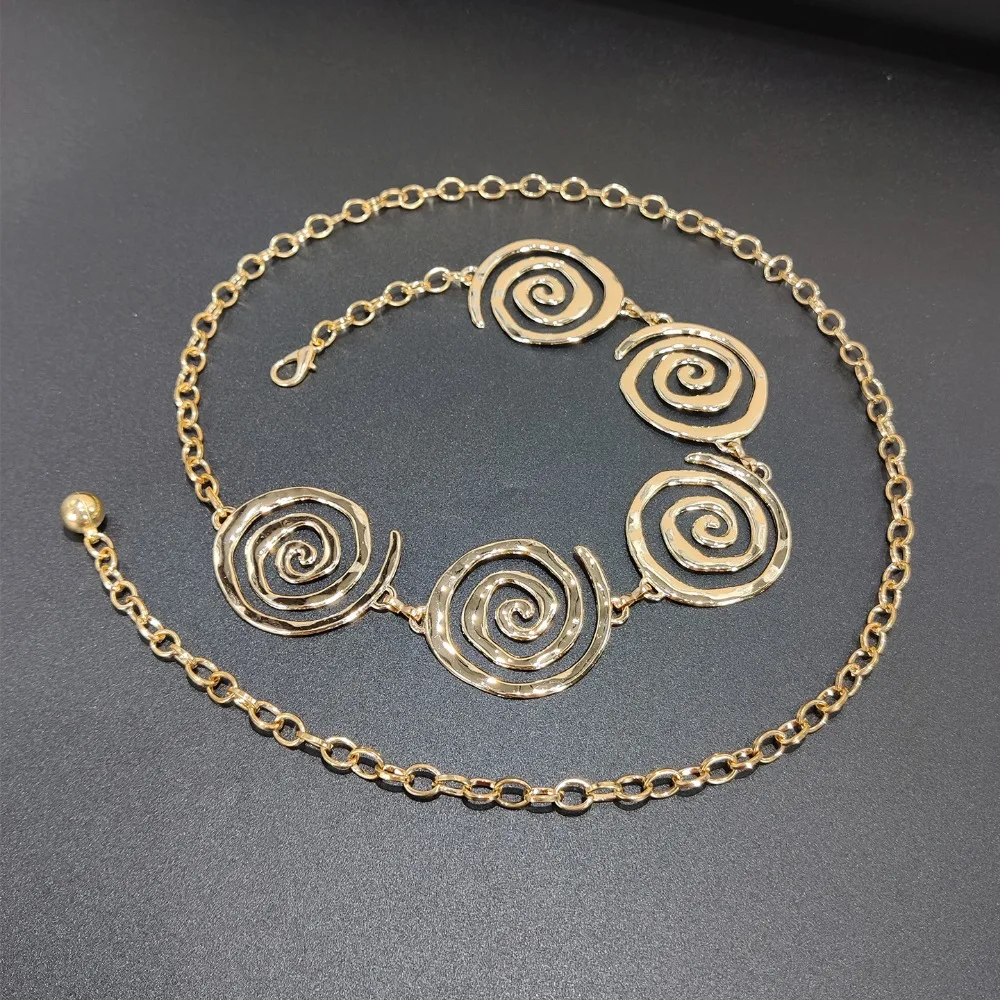 Fashion Metal Waist Chain Belt Ethnic Style Bohemian Sweater Chain Hollowed-out Flower Women Waist Seal Body Decor Accessories