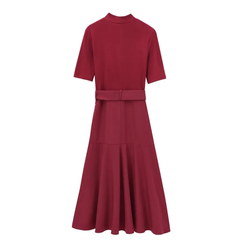 TRAF ZR Knit Dresses for Formal Occasions New in Autumn Dress Short Sleeve Sashes Dress Elegant and Beautiful Women's Dresses