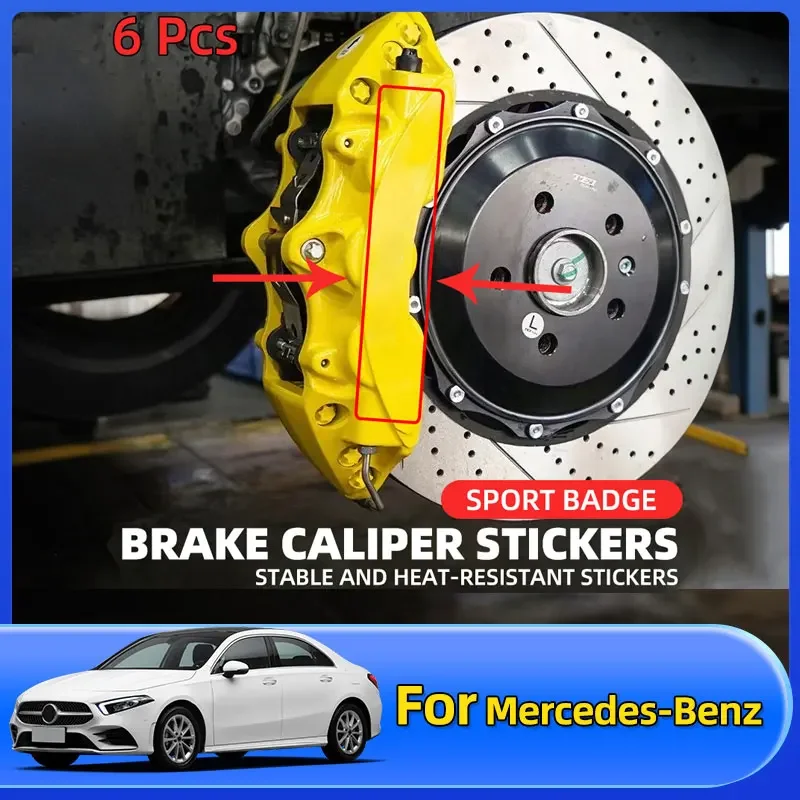 

6pcs Brake Caliper Sticker Heat Resistant Decal Car Decoration For Mercedes Benz W204 W124 W201 W202 W212 W220 W205 GLA CLA GLC