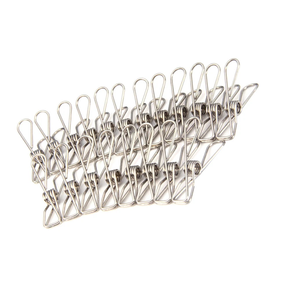 

60pcs Stainless Steel Wire Clips Metal Holders Durable Clothes Pegs Greenhouse Cable U Bolt Rope Clamp Pegs