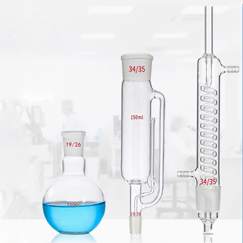 Extractor de grasa en forma de serpiente, extractor Soxhlet, cartucho de extracción de tubo de condensador en forma de serpiente de 150ml, dispositivo de extracción de grasa