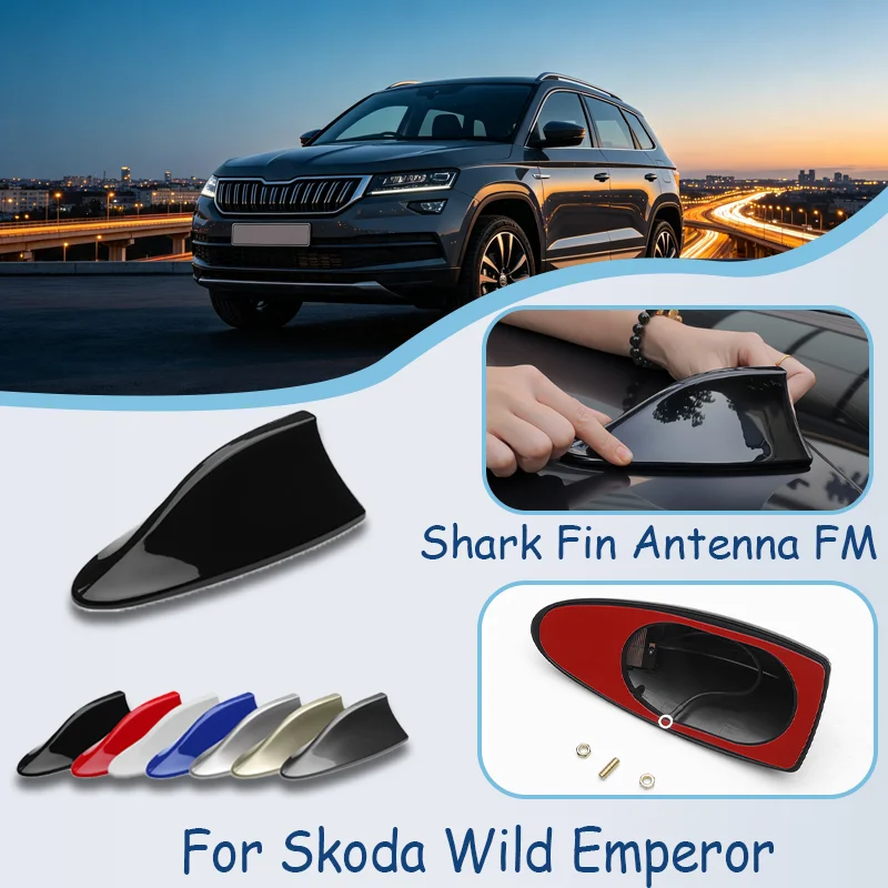 For Skoda Wild Emperor Shark Fin Antenna, FM Signal Booster, Waterproof Radio Antenna, FM/AM Super Aerials