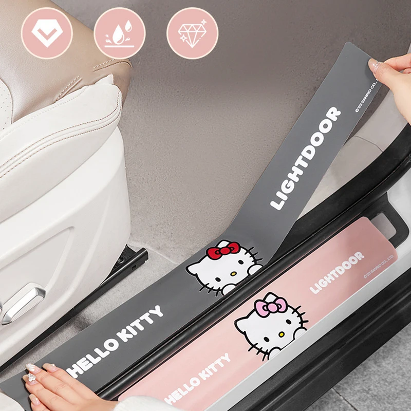 

Kawaii Sanrio Car Door Sill Protection Strip Anti-Pedal Wear-Resistant Pu Cartoon Hello Kitty Cute Car Decoration Accessories