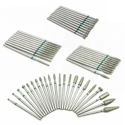 10pcs Coarse Green 2.35mm Dental Diamond Grinding Bur Drill Dental Straight Handpiece Polishing Burs Nail Drill Bits