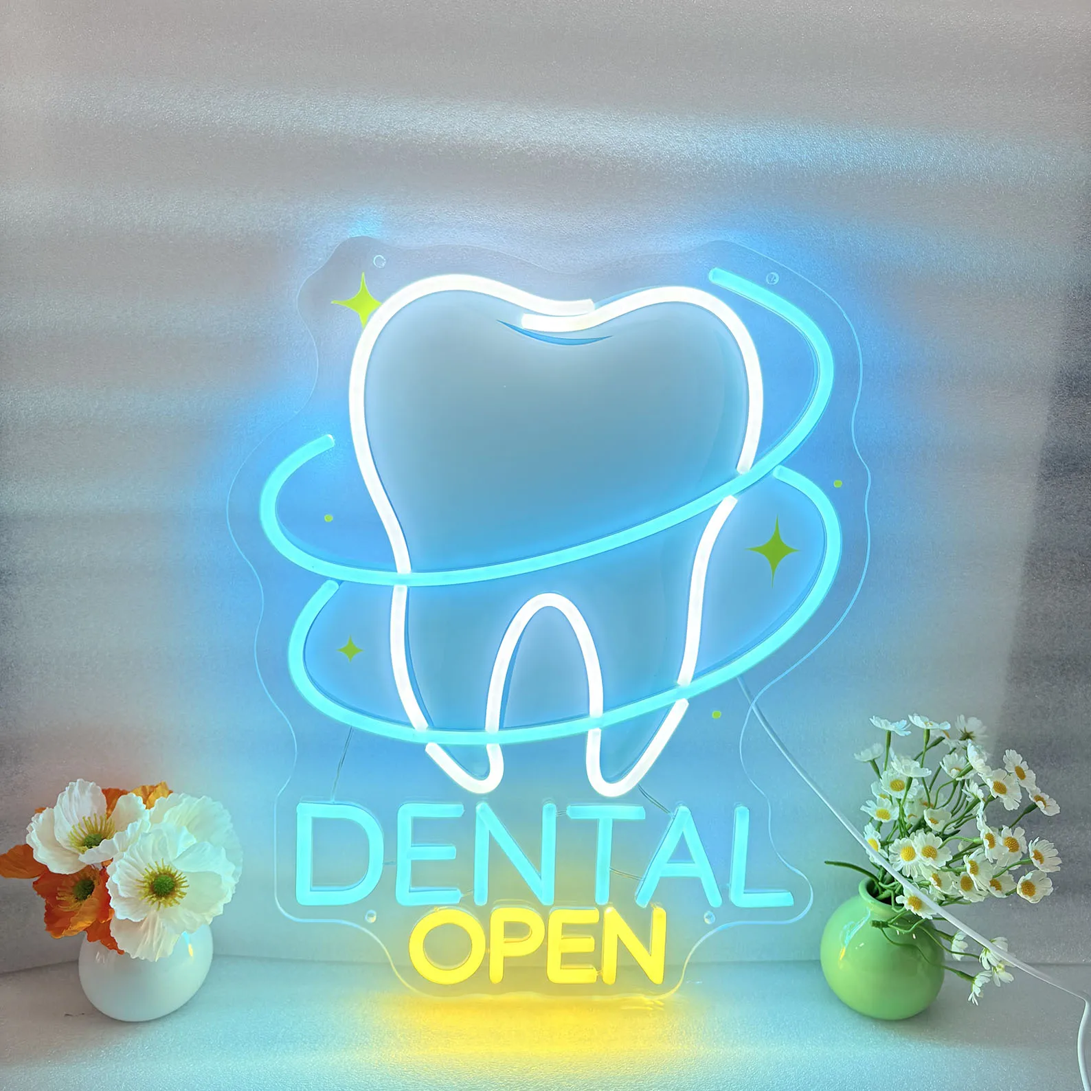 Dental Open Neon Sign,Dentist Office Sign,Dentist Office Decor, Open Sign for Dental Practice,Tooth Led Light,Business Neon Sign