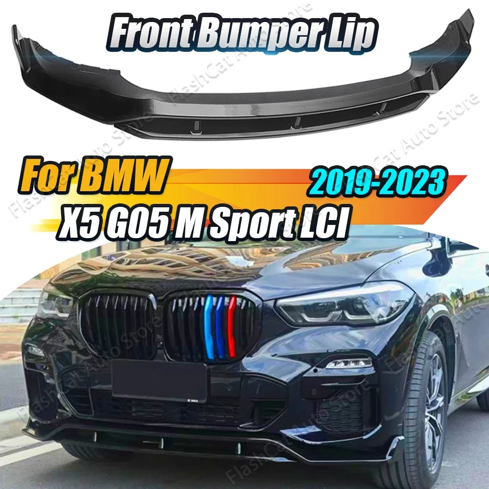 Car Diffuser Spoiler Guard X5 G05 Body Kit Cover Tuning Front Bumper Splitter Lip Gloss Black For BMW X5 G05 M Sport 2019-2023