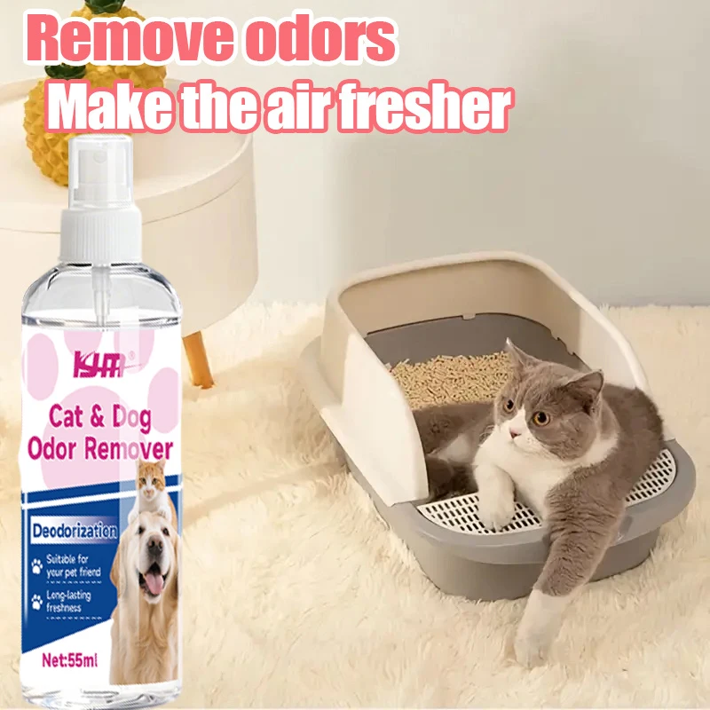 KJM-55ML Powerful Multi-Purpose Pet Odor Eliminator Spray Safe Deodorizer For Litter Box Kitchen Car Bathroom view 3