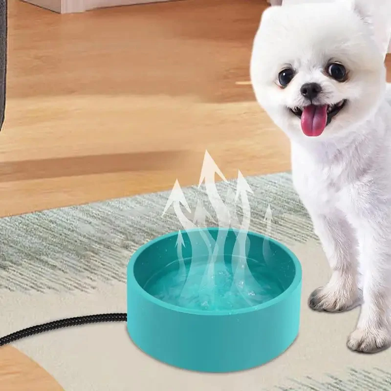 Heated Water Bowl Cat Heating Water Dish Feeder With Anti Chew Cord Dog Water Container Smart Thermal Bowl For Winter Pet