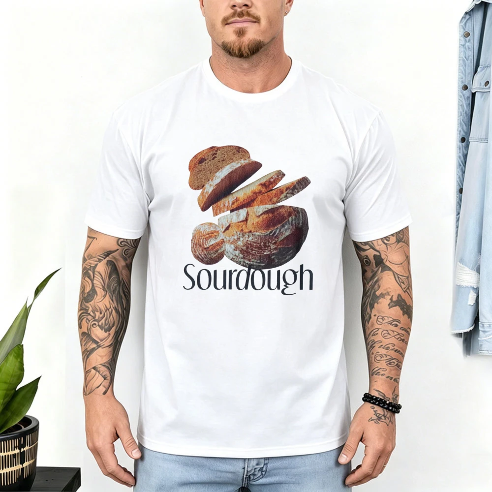 Sourdough Shirt Vintage Bakery Tee Cotton Baker Gift Bread Lover Graphic Top Culinary Artisan Loaf Print Retro Foodie T-Shirt