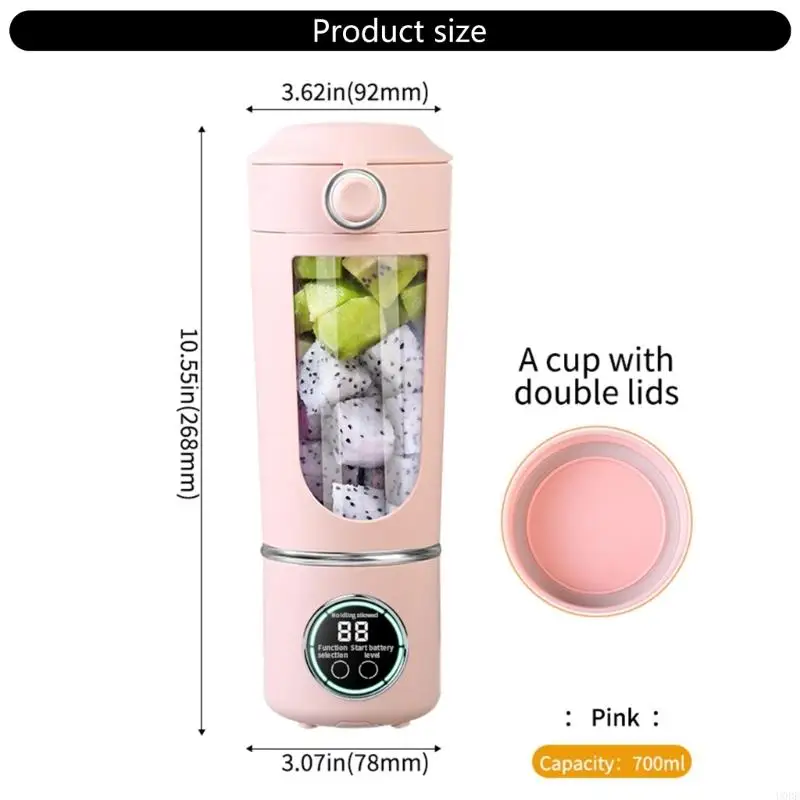 대용량 700ml 휴대용 과일 블렌더 스무디 및 단백질 쉐이크 용 USB 충전식 고속 모터 과즙 짜는기구