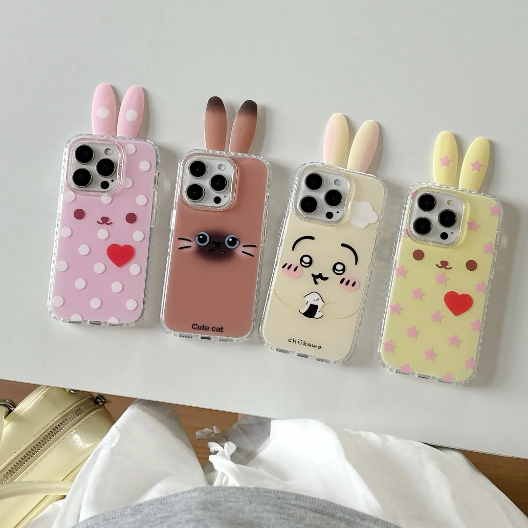 kawaii Cute Colorful Little Rabbit Suitable for Iphone 16/15/14/13/12 Phone Case 15Pro Max Mobile Phone Protective Case