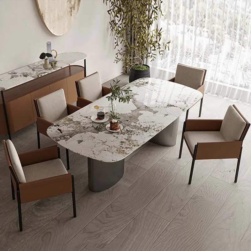 Marmor Küche Esstisch rechteckige Beine Metall italienisches Design nordischen Tisch kleine Luxus Mesas Restaurant moderne Möbel