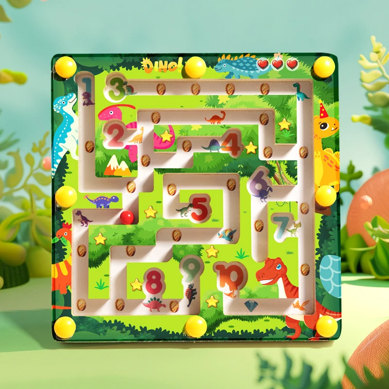 

Small Digital Balance Bead Maze, Wooden Dinosaur Maze, Activity Board Toy, Focus Training Toy