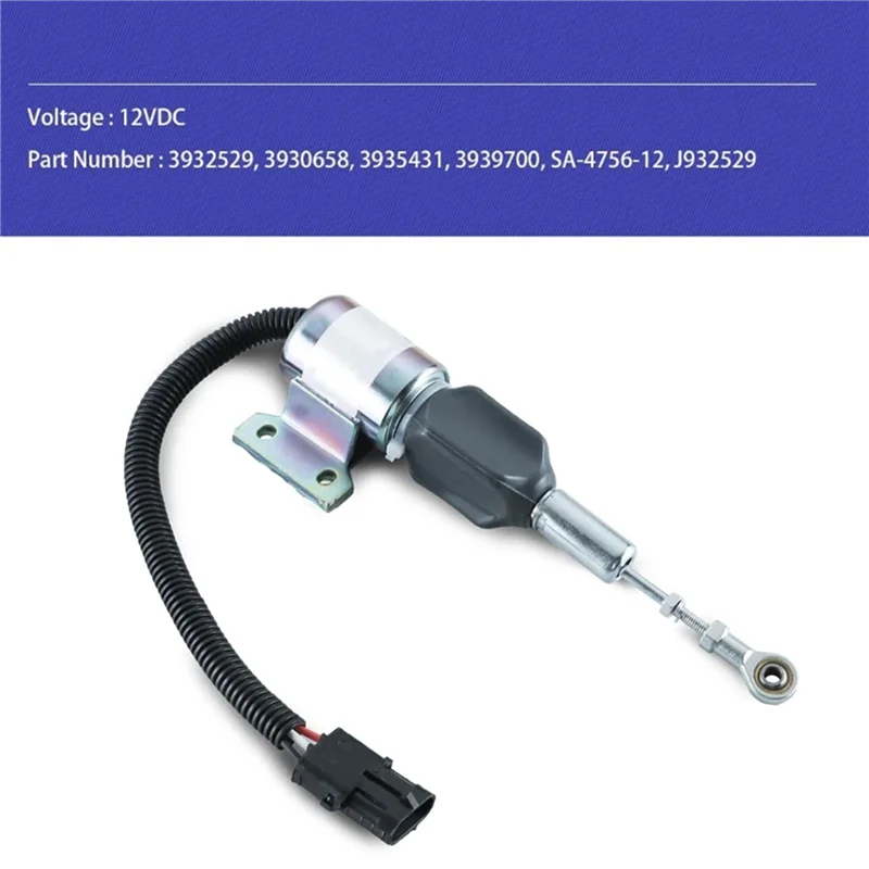 

AB61-2X Shut Off Solenoid Compatible For Cummins 4BT 5.9L 6BT 5.9L R130 R170 3932529 Engine Reliable Shutdown Control