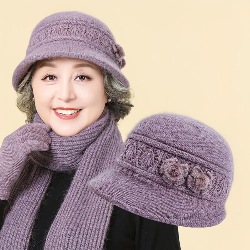 Thickened Winter Knit Hat For Chenyi Senior Mothers Soft Blend Beanie Thermal Windproof Outdoor Daily Cap