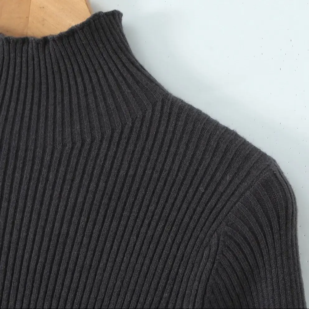 فستان سترة محبوك بأكمام طويلة وياقة عالية مثير لعام 2025 فستان نسائي قصير بخصر نحيف متأرجح فساتين تريكو رداء بني