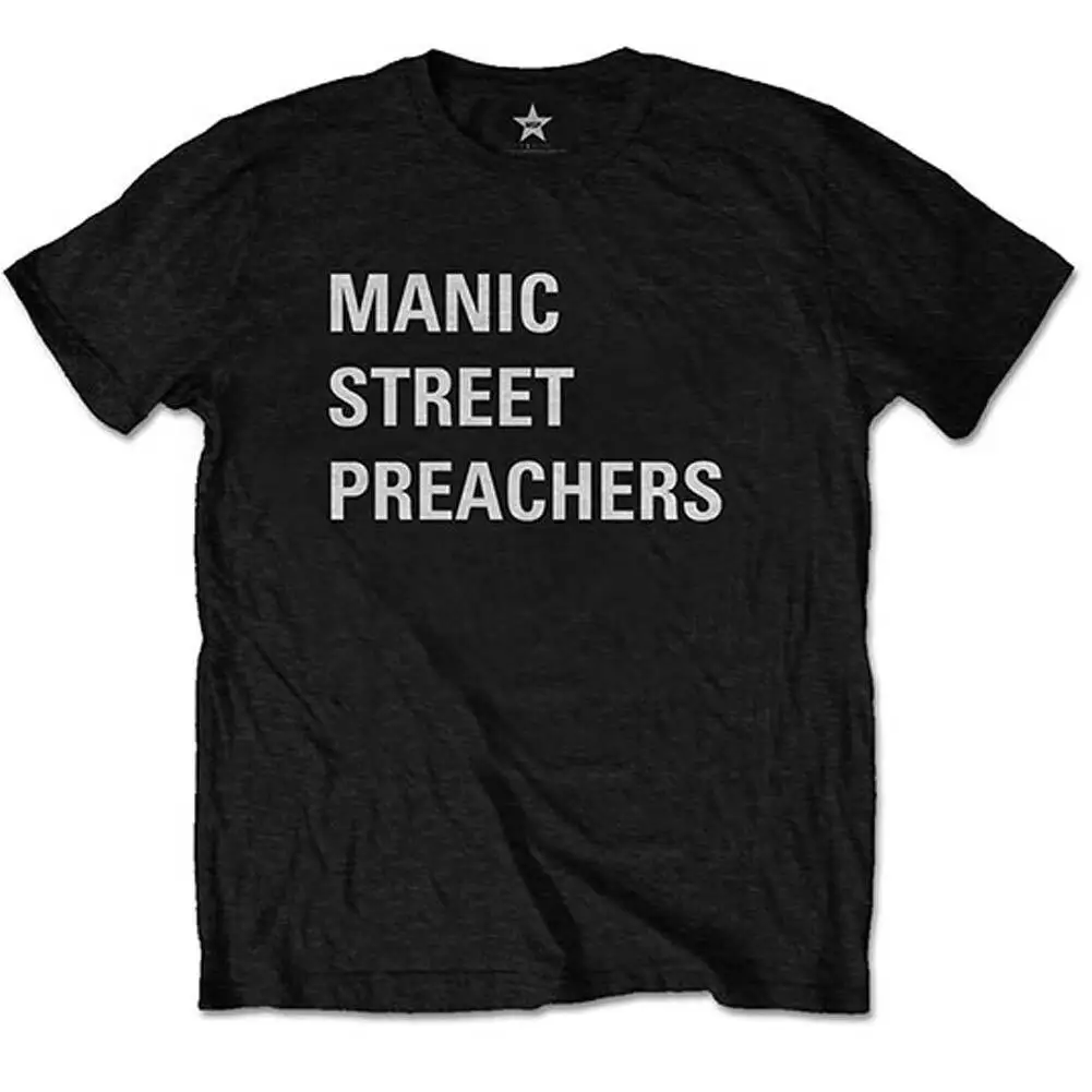 

Мужская футболка приталенного кроя Manic Street Preachers с блочным логотипом на спине X Large