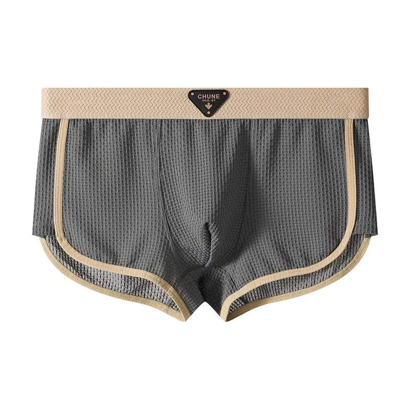 Men's Arrow Shorts Underwear Solid Middle Waist Breathable Boxers Summer Stretch Bulge Pouch Boxer Cuecas Underpants