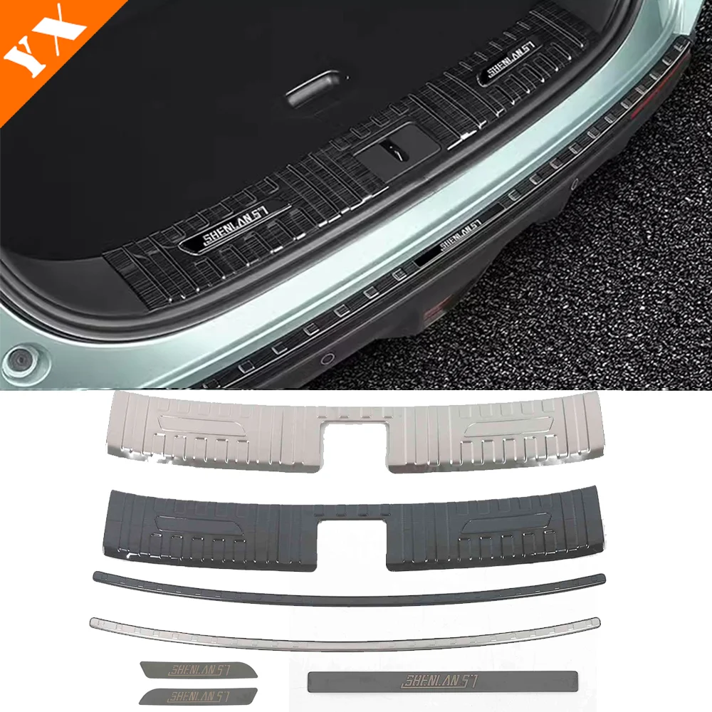 

For CHANGAN Deepal S7 2023-2024 Accessories Stainless Black Silver Car Rear Trunk Protector Plate Anti Hit/Dust Sill Cover