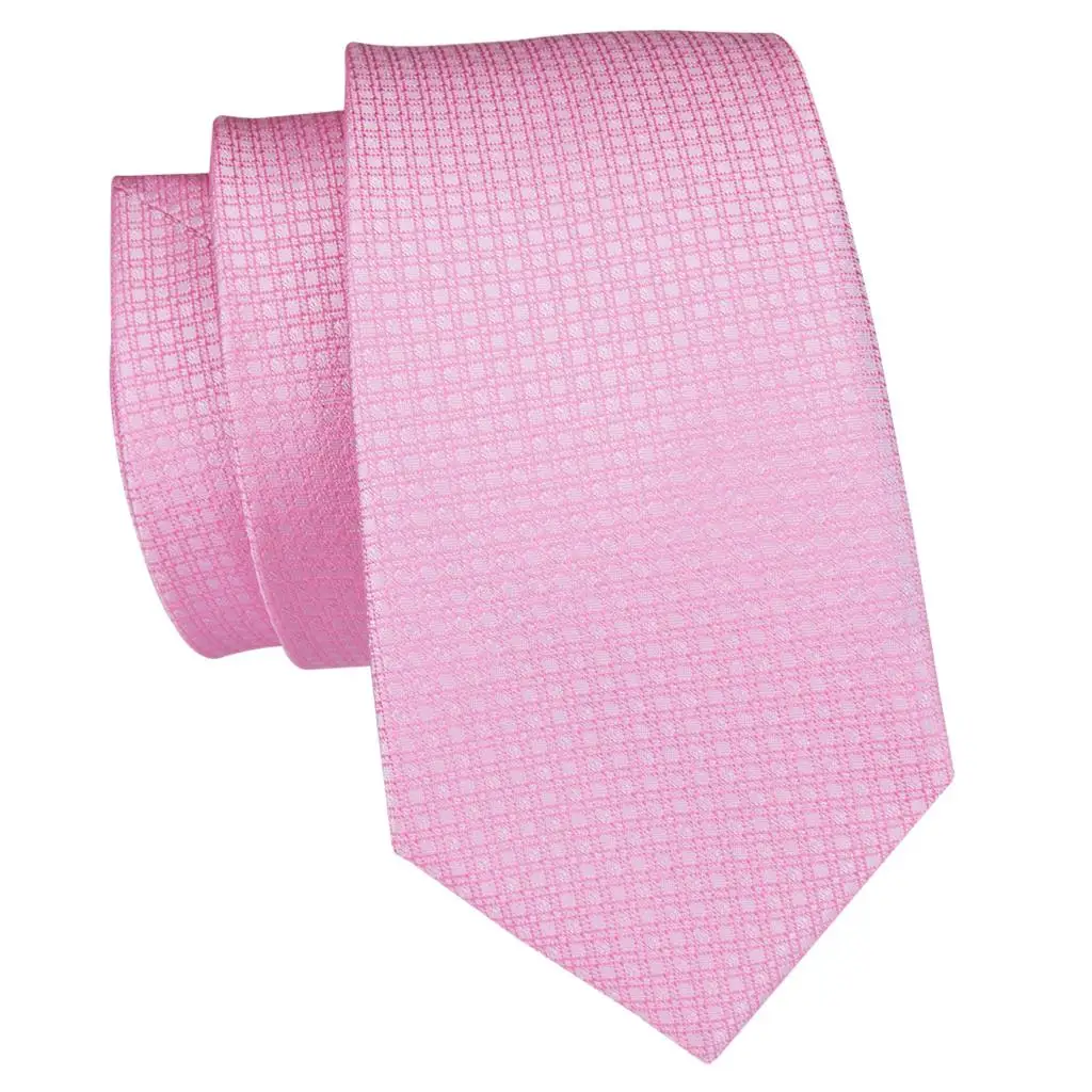 Picture 7: Hi-Tie Solid Rose Peach Pink Mens Silk Elegent Wedding Tie Fashion Design Necktie For Men Quality Hanky Cufflink Business Party