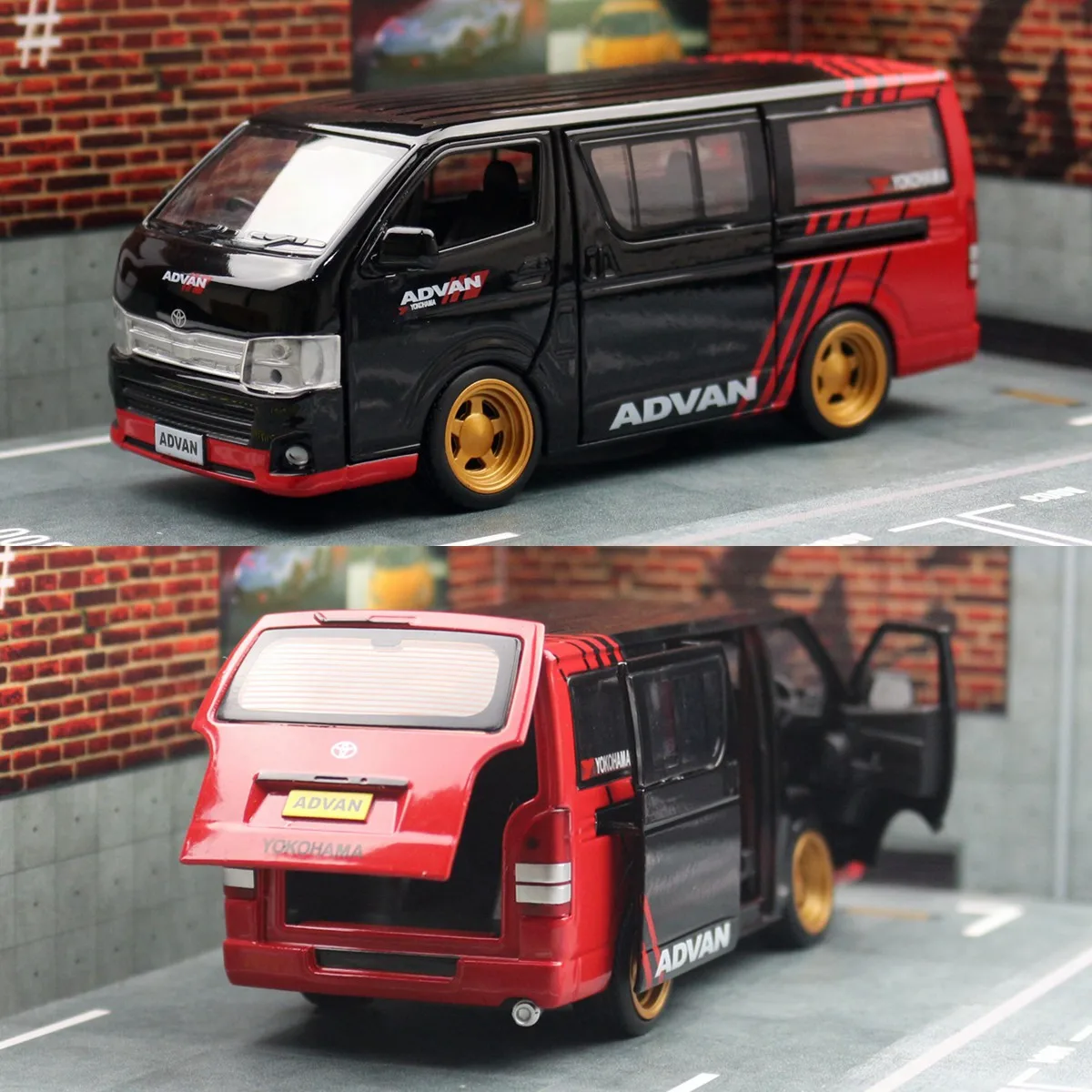 1/32 TOYOTA HIACE H200 Toy Car Diecast Metal Van MPV Miniature Model Free Wheels Sound & Light Collection Gift For Boys Children