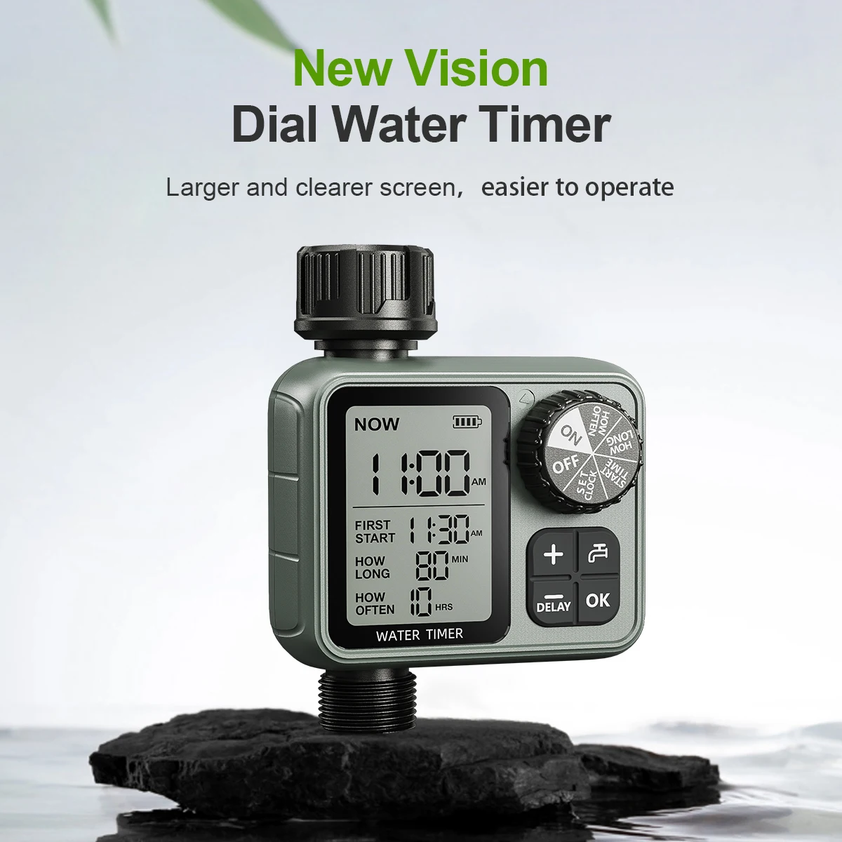 Temporizador de Água HCT-M22 Eshico com Display LCD Grande, Precisão na Irrigação, Fácil de Configurar e Usar, Economia de Água para Piscina/Jardim/Relvado