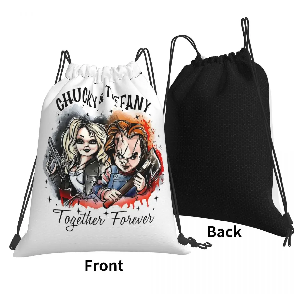 Bride Of Chucky Tiffany Horror Film Movie Backpacks Portable Drawstring Bundle Pocket Sports Bag Book Bags for Travel School