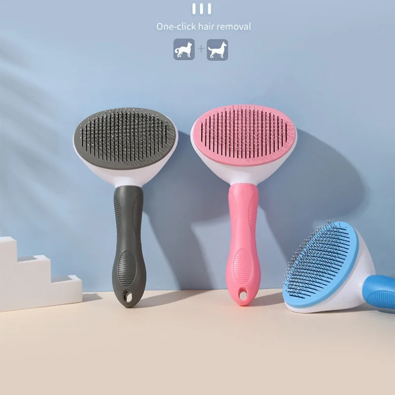 Pet Comb, Cat Comb, Cat Dog One click Hair Removal Comb, Automatic Hair Removal and Knotting Beauty Brush