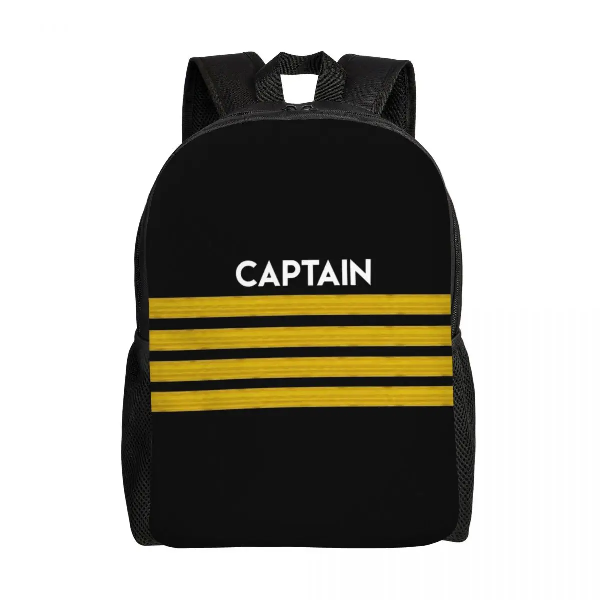 

Custom Captain Stripes Epaulettes Backpacks for Boys Girls Aviation Airplane Pilot School College Travel Bags Women Men Bookbag