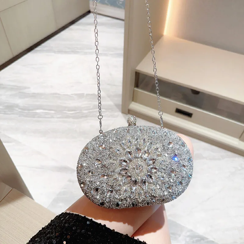 Women Sunflower Rhinestone Evening Bag Colorful Party Bags Crystal Female Purse Diamond Style Shoulder Bag For Ladies