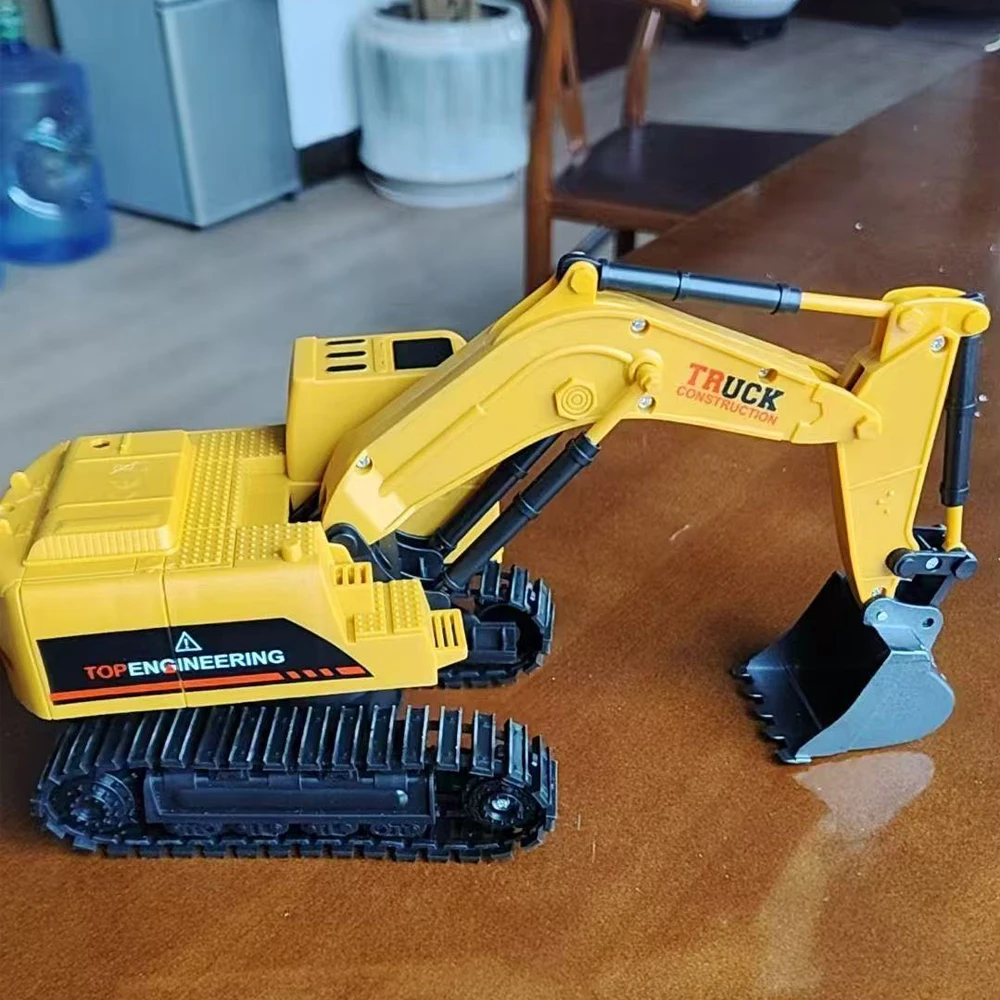 لعبة حفارة للتحكم عن بعد من سبيكة الأطفال، حفارة تعمل بالتحكم عن بعد، 6 قنوات، لعبة مركبة هندسية كهربائية هدية عيد الميلاد