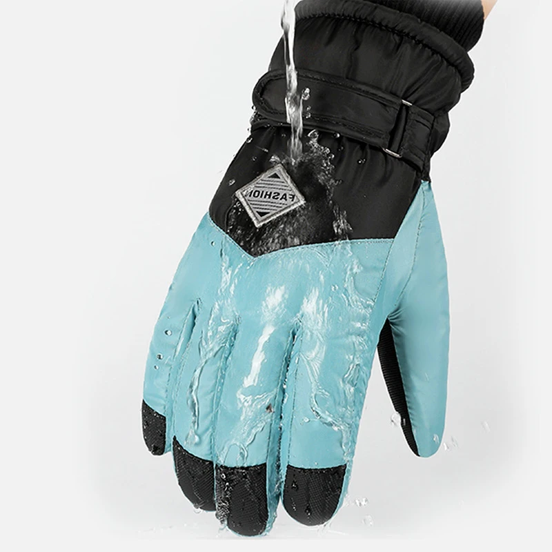 Women's Winter Skiing Gloves plus Velvet Warm Touchscreen Cotton Anti-Wind Water Resistant Cycling Driving Gloves HX-02