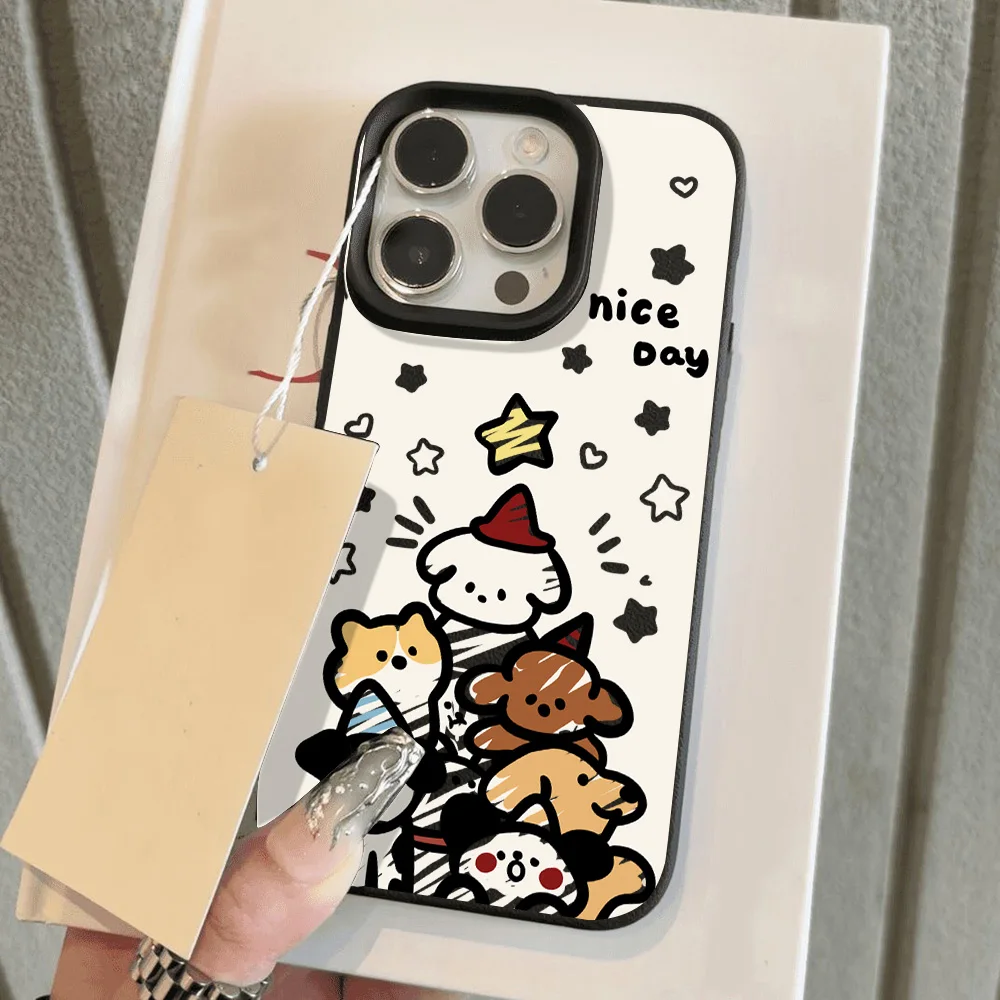 Cute Christmas Leather Painted Phone Case For iPhone 16 Pro Max 14 13 12 Cover 16 14 Plus 15 11 Pro Sockproof Protective Funda