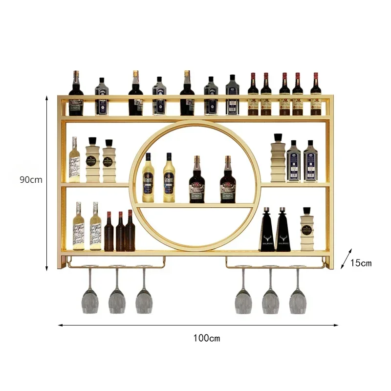 Złote zawieszki Bar winny szafka metalowa nowoczesna pionowa półka barowa handlowa restauracja piwna domowa Stojak Na Wino dekoracje barowe