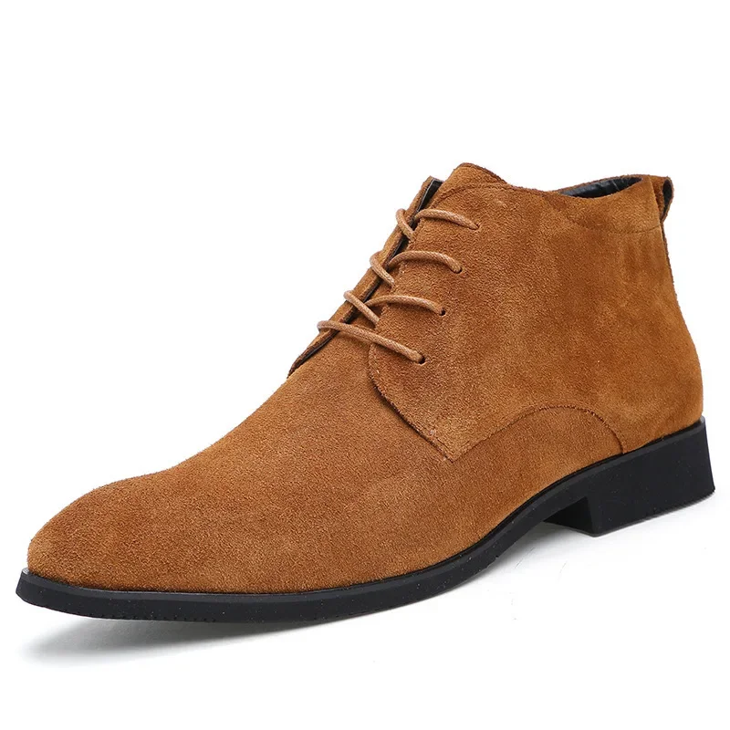 Genuine Leather Men\'s Boots 2024 British Style Men Leather Shoes Comfortable Wear-resistant Male Casual Boots Botas Para Hombre