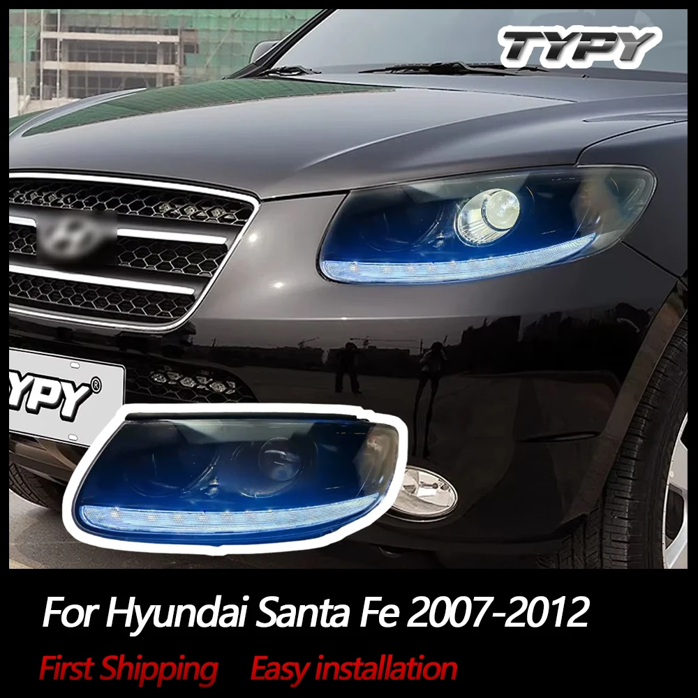 

Автомобильные фары TYPY для Hyundai Santa Fe 2007-2012, светодиодные фары для проектора, дневные ходовые огни, автомобильные аксессуары