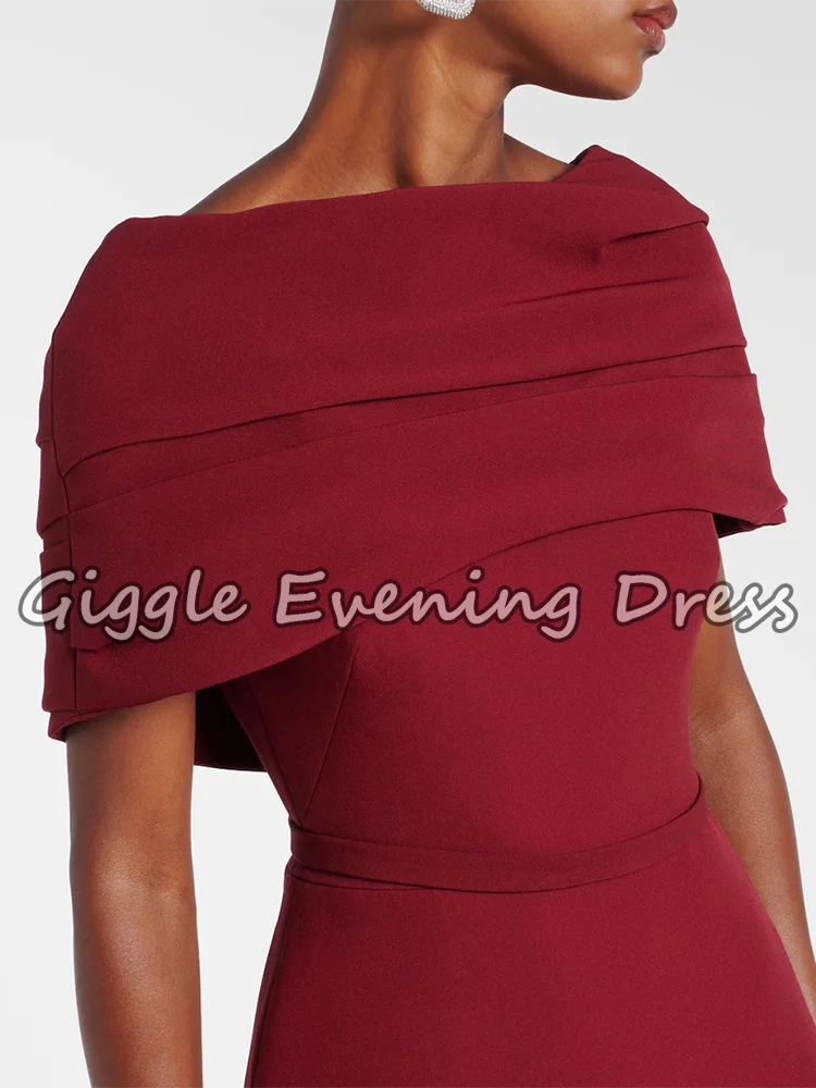 فساتين الحفلات المسائية من Giggle باللون الأحمر على شكل حرف O للنساء بأكمام قصيرة أنيقة على شكل حورية البحر لحفلات الزفاف بطول الأرض حسب الطلب