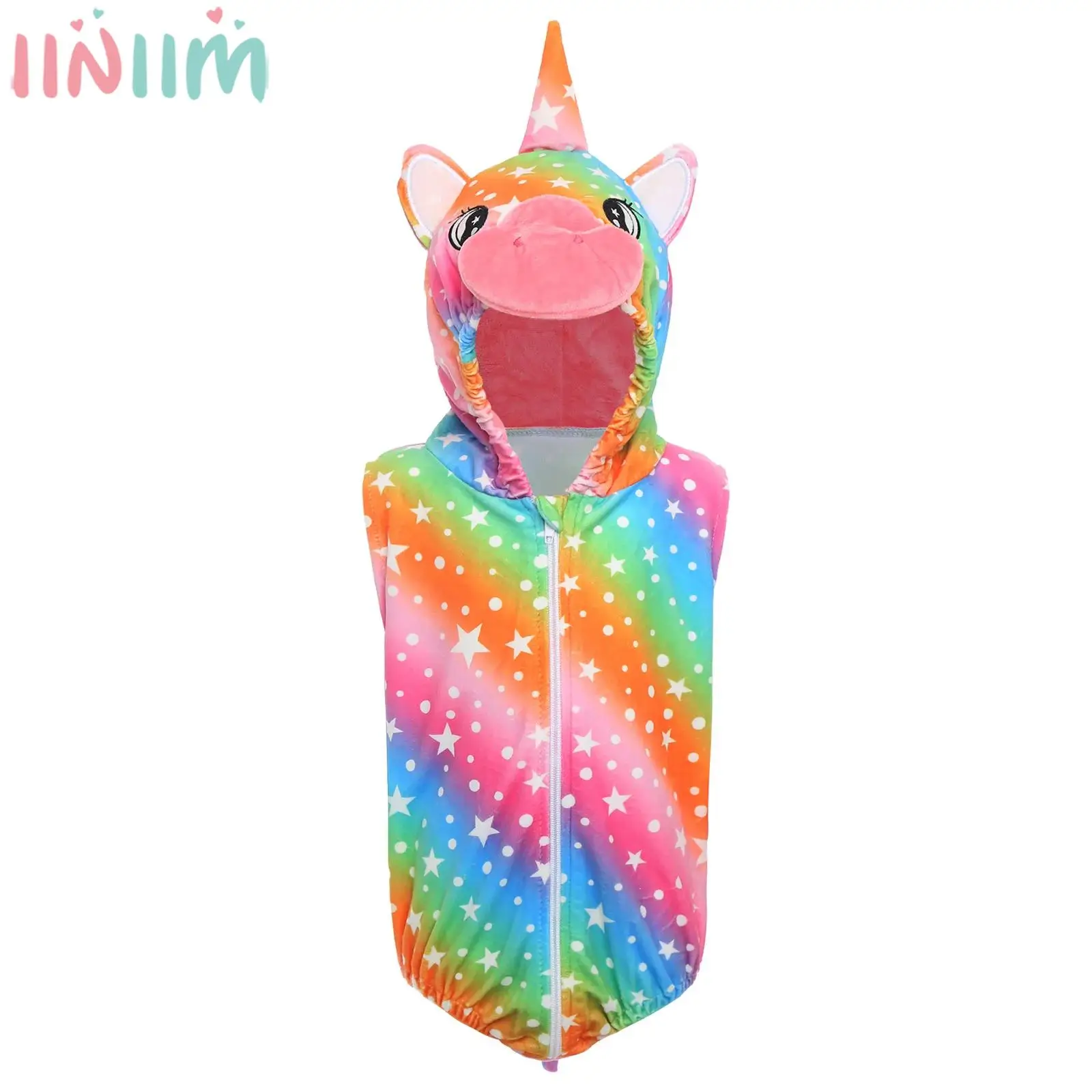 

Комбинезон с капюшоном и милыми мультяшными животными для маленьких мальчиков и девочек, нечеткие боди без рукавов на молнии для Хэллоуина, тематическая вечеринка, фотографии, ежедневно