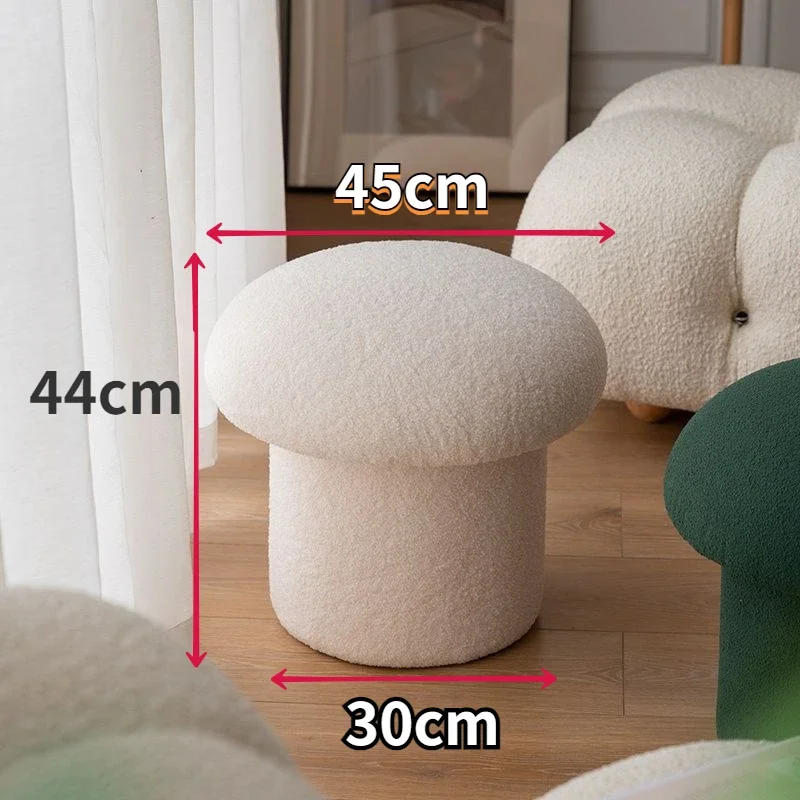 

Cloth Household Shoes Stool Mushroom Shape Round Small Rounds Shoes Stool Dressing Stool Bedroom Ottomans Living Room Furniture