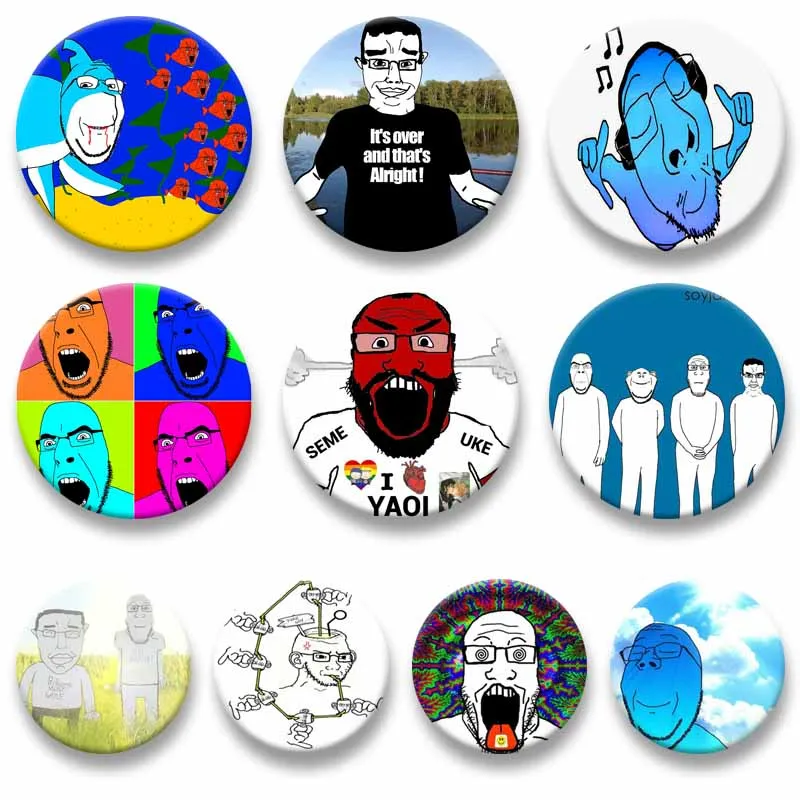Fashion Jewelry Accessories Enamel Pin Funny Wojak Soyjak Meme Lovers Brooches Lapel Badge for Bag Shoes Decor Gifts for Friends