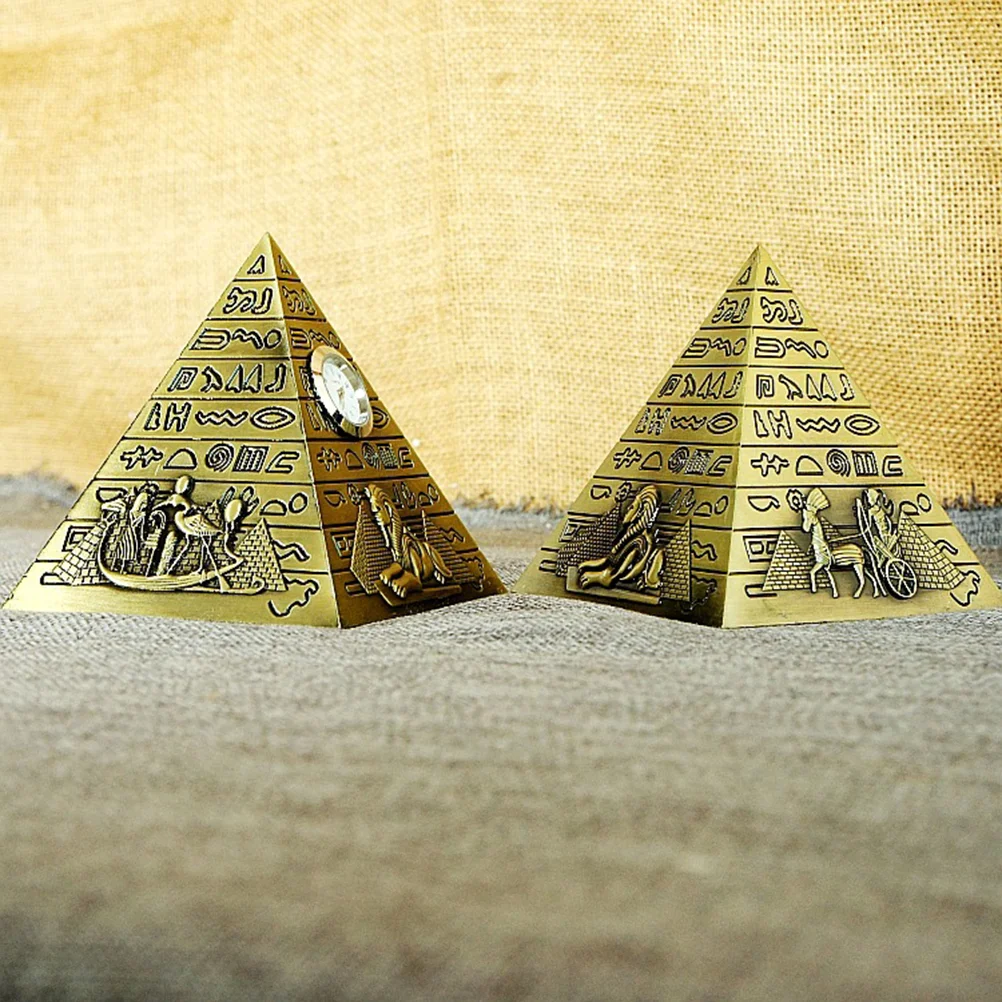 Egyptian Pyramids Figurine Pyramid Model Building Statue Home Office Desktop Decor Gift Souvenir(Bronze)