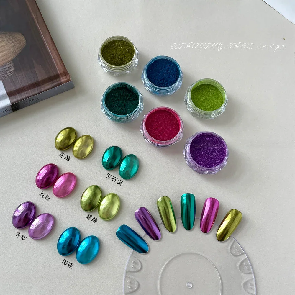 

6Boxs Nail Mirror Glitter Powder Metallic Colorful Dust Metal Effect Nail Glitter Gold Nail Art UV Gel Polish Chrome Flakes Dust