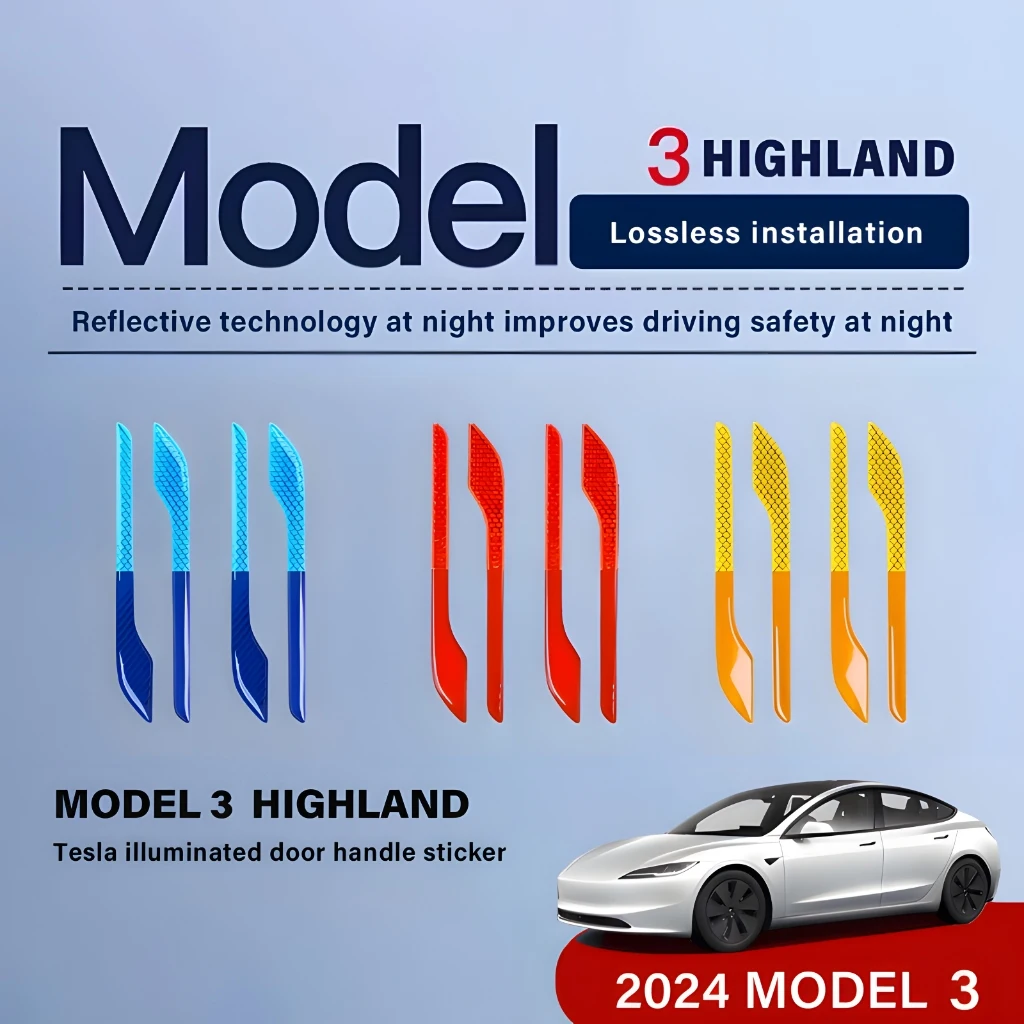 4 Pack Car Door Handle Stickers for Tesla 3 Highland/Model Y Exterior Door HandleProtective Decoration Stickers Car